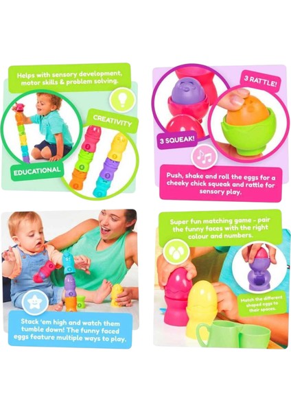 73565 Saklambaçlı Yumurta Kule Seti Hide Squeak Egg Stackers 6-36M+