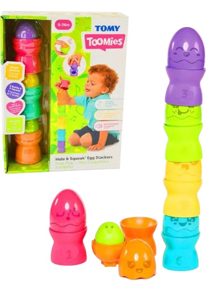 73565 Saklambaçlı Yumurta Kule Seti Hide Squeak Egg Stackers 6-36M+ fırsatları