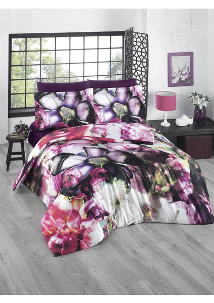 La Notte Saten Tek Kişilik Nevresim Takımı (Digital Baskı) Magnolias