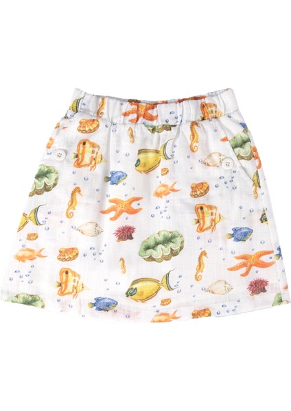 %100 Pamuk Deniz Temalı Yazlık Kız Çocuk Etek fiyatları