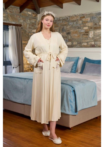 Kadın Krem Lohusa Sabahlık 26329