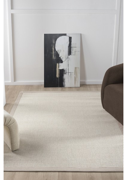 Bombay Krem Halı Bej Bordürlü Kolay Temizlenen Hasır Dokulu Sisal Halı 664 fiyatları