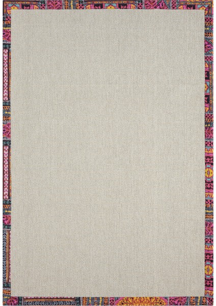 Bombay Krem Halı Multi Bordürlü Kolay Temizlenen Hasır Dokulu Sisal Halı 664