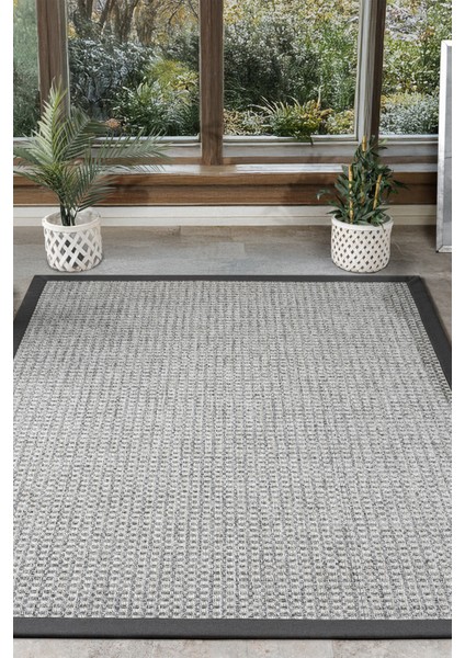 Bombay Gri Halı Antrasit Bordürlü Kolay Temizlenen Hasır Dokulu Sisal Halı 667 fiyatları