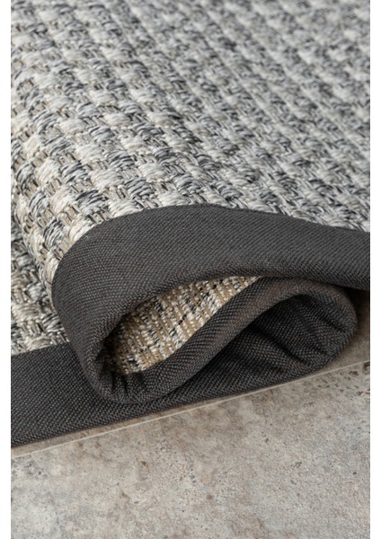 Bombay Gri Halı Antrasit Bordürlü Kolay Temizlenen Hasır Dokulu Sisal Halı 667 modelleri