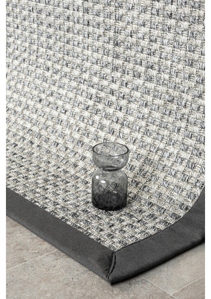 Bombay Gri Halı Antrasit Bordürlü Kolay Temizlenen Hasır Dokulu Sisal Halı 667 indirimleri