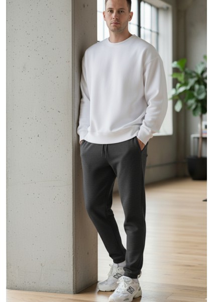 Pamuklu Erkek Jogger Eşofman Altı Antrasit Regular Rahat Kalıp Ipli Cepli Relax Fit Yumuşak 3 Iplik fiyatları