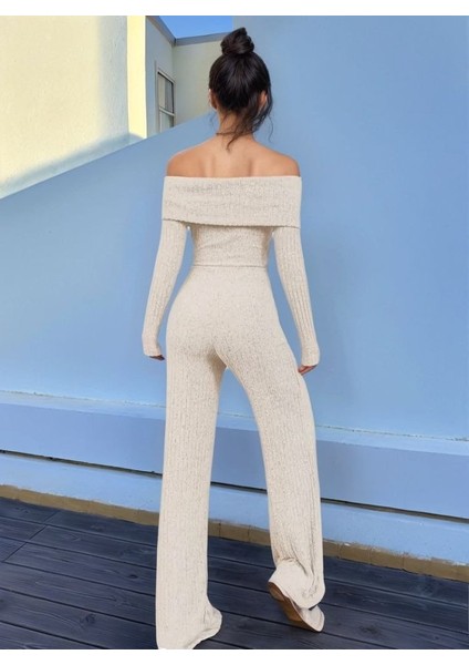 Kadın Uzun Kollu Madonna Yaka Şardonlu Kaşkorse Tulum fiyatları