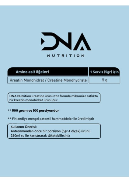 Mikronize Kreatin Monohidrat Tozu - 500 gr - Aromasız modelleri