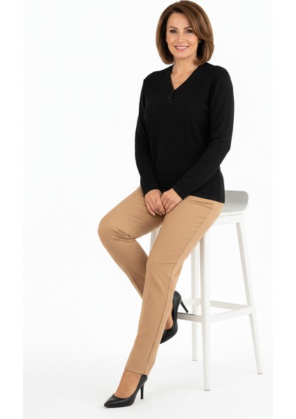 Kadın Yünlü Örme Triko Anne Kazak Elmas Desenli Iki Düğmeli fiyatları