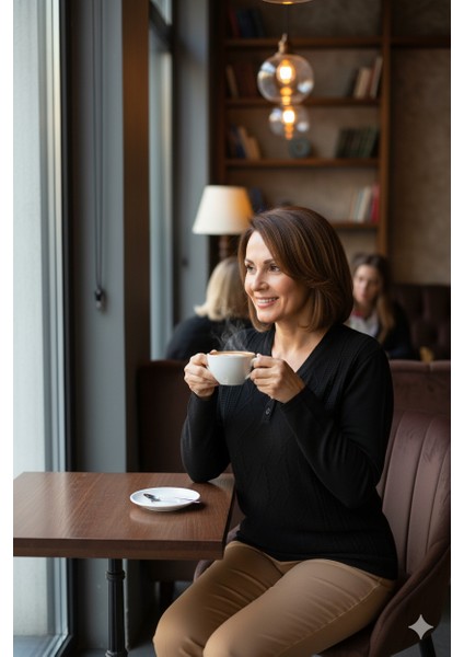 Kadın Yünlü Örme Triko Anne Kazak Elmas Desenli Iki Düğmeli fırsatları