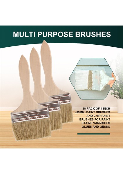 Boya Lekeleri Için 18 Paket 4 Inç (89MM) Boya Fırçası ve Yonga Boya Fırçaları Vernikler ve Gesso (Yurt Dışından) indirimleri