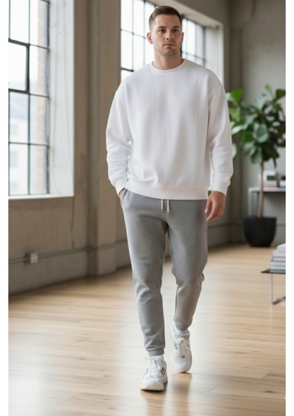 Pamuklu Erkek Jogger Eşofman Altı Gri Relax Fit Ipli Cepli Regular Rahat Kalıp Yumuşak Tuşe 3 Iplik fiyatları