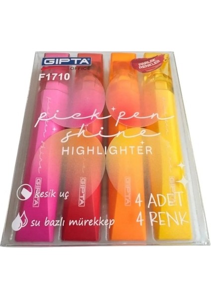 Gıpta Fosforlu Kalem Pıckpen Shıne 4 Lü Set Koyu Renk F1710