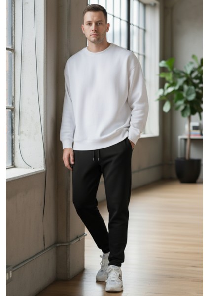 Pamuklu Erkek Siyah Eşofman Altı Jogger Bağcıklı Cepli Relax Fit Rahat Kalıp Yumuşak Tuşe 3 Iplik fiyatları