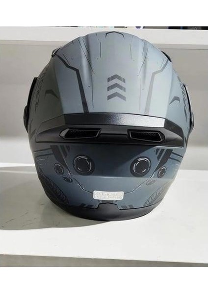Jk-20 JK902 Çene Pedli Güneş Vizörlü Çeneden Açılır Kask [h-2 Grey ] Xl Beden