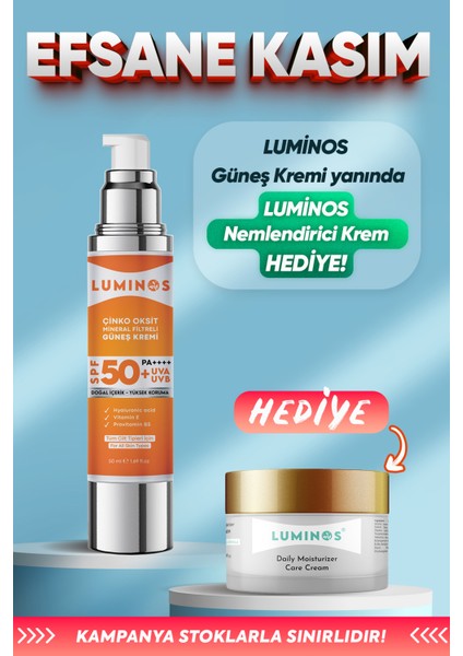 Premium Çinko Oksit Mineral Filtreli Spf 50+ Doğal Güneş Kremi 50 ml