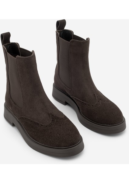 Kadın Hakiki Deri Elastik Yan Bantlı Günlük Bot Yestin Kahve Süet indirimleri