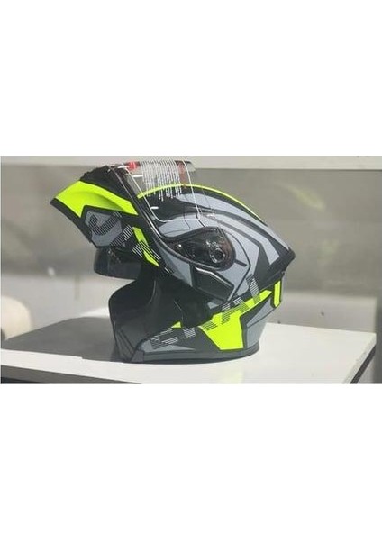 Jk-20 JK902 Çene Pedli Güneş Vizörlü Çeneden Açılır Kask [h-1 Yellow] Xl Beden