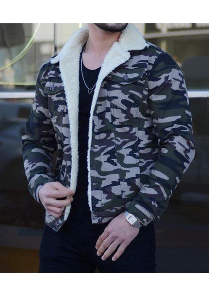 R.lion Slim Fit Kürklü Kot Mont Premium Denim--koyu Kamuflaj-- indirimleri