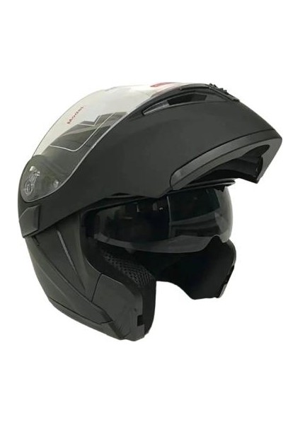 Jk-20 JK902 Çene Pedli Güneş Vizörlü Çeneden Açılır Kask [mat Black] M Beden