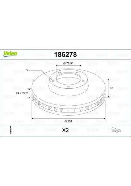 186278 Fren Diski On 5025610 5029815 95VX1125AA (2 Adet Fiyatıdır)