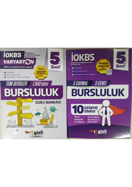 5. Sınıf Tüm Dersler Bursluluk Soru Bankası Gizli Yayınları+10 Adet Deneme