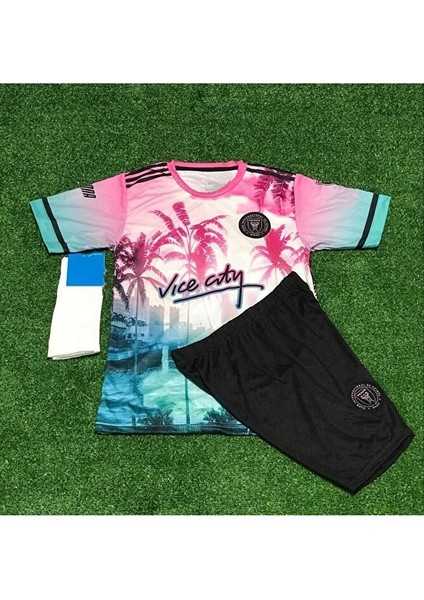 Miami 2023/24 Yeni Sezon Lionel Messi Çocuk Forması Şort Çorap 3'lü Set (Pink) fiyatları