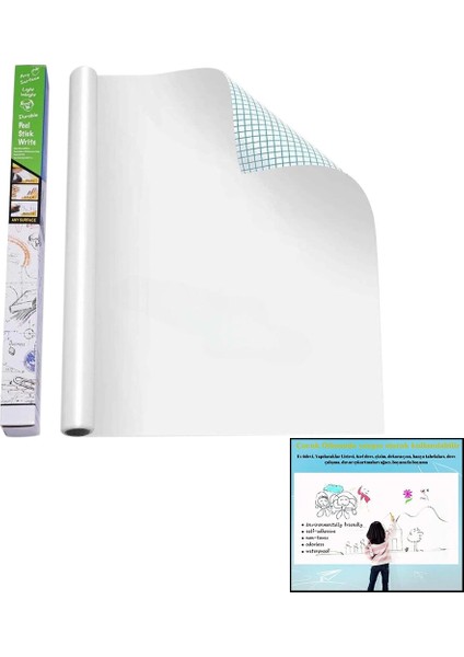 Yapışkanlı Beyaz Tahta Pvc Folyo Sticker - Kalem 60X200CM (5148)