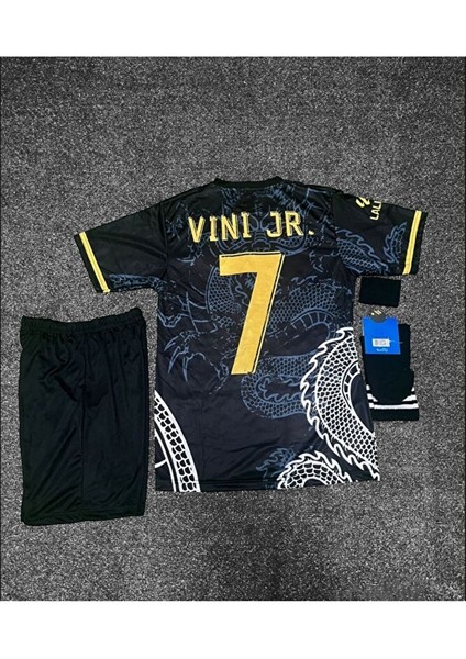 Vini Jr. 2023/24 Yeni Sezon Dragon Desenli Konsept Çocuk Forması 4'lü Set (Black) modelleri