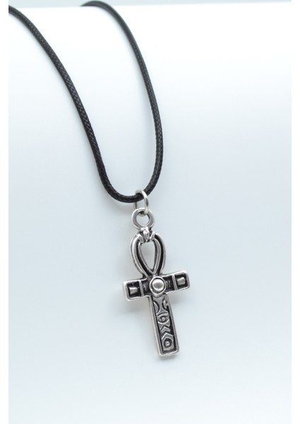 Ankh Anahtarı - Nil'in Anahtarı Gümüş Kaplama Deri İp Kolye