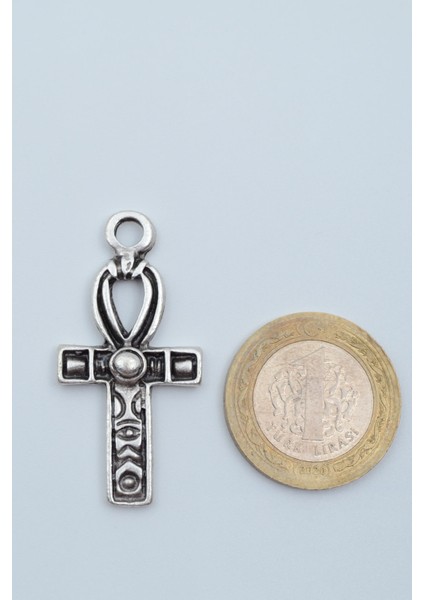 Ankh Anahtarı - Nil'in Anahtarı Gümüş Kaplama Deri İp Kolye fırsatları