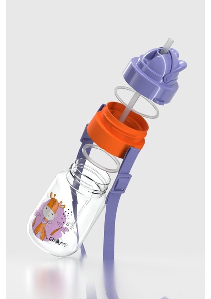 Taffy Desenli 330 ml Askılı Pipetli Tritan Bebek Suluk 222056 Mor modelleri