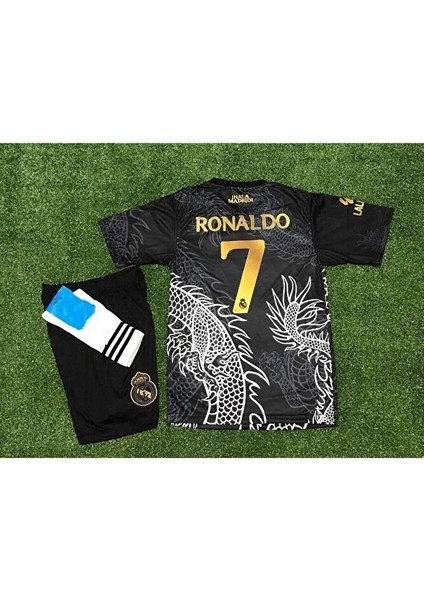 R.ea.l M.a.dr.i.d 2023/24 Dragon (Ejderha) Desenli Cristiano Ronaldo Çocuk Forması 3'lü Set (Black) modelleri