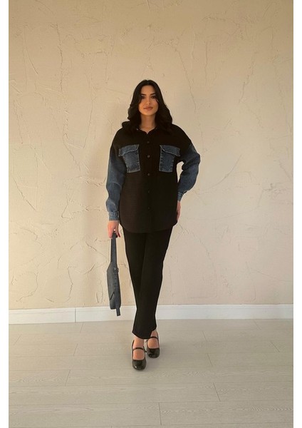 Siyah Kot Garnili Ceket