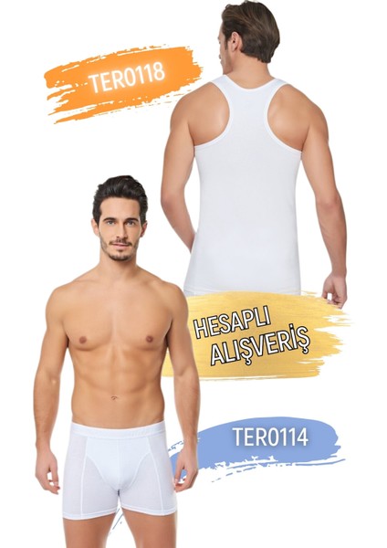 Pamuklu Erkek Spor Atlet ve Likralı Boxer Takım 6'lı Set (12 Parça) TER0118 - TER0114