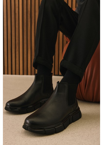 , Erkek Hakiki Deri Bot 1531025Z2506 Siyah