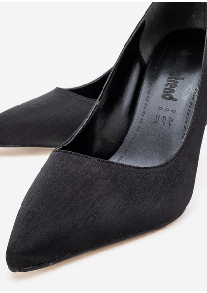 Kadın Stiletto Ayakkabı Siyah Çizgili Saten fırsatları