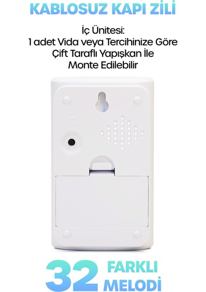 Kablosuz Uzaktan Kumanda Kapı Zili Işıklı Uzun Menzilli Pilli 32 Farklı Melodili Beyaz 9389 indirimleri