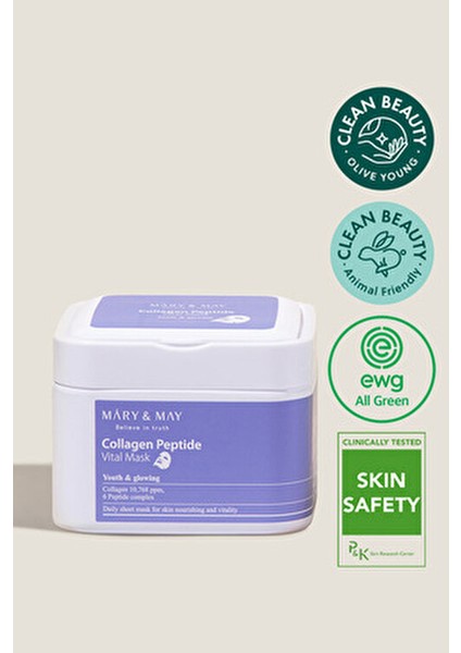 Kolajen Peptit Yüz Maskesi Vegan Sertifikalı 30 Adet Cilt Besleyici