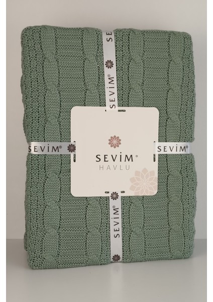 Tek Kişilik Ponponlu Triko Örme Battaniye - Yumuşak Doku & Şık Örgü Tasarım - Mint Yeşili modelleri