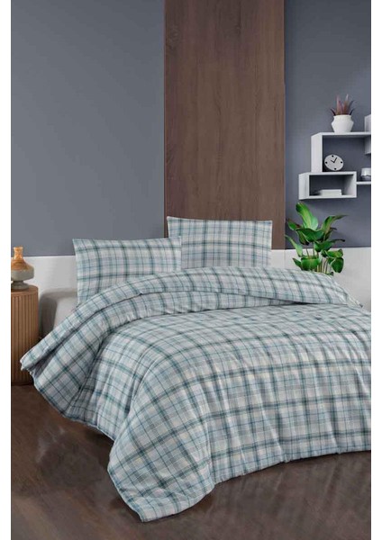 Cotton Collection Flanel R Çift Kişilik Nevresim Takımı Ekose Mavi fiyatları