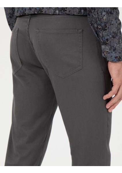 Erkek Koyu Gri Slim Fit Kanvas Pantolon 50255173-VR080