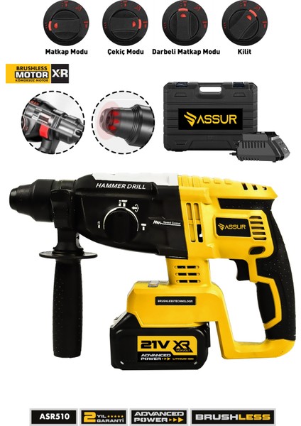 21V Kömürsüz Motor Darbeli Çift Akülü Şarjlı Kırıcı Delici 2-26 Hilti