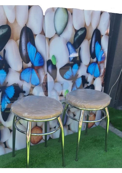 2'li Tabure Krom Ayaklı