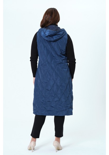 Billur Kadın Büyük Beden Astarlı Kapüşonlu Kapitone Yelek fiyatları