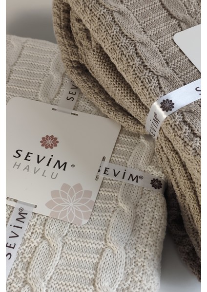 Tek Kişilik Triko Örme Battaniye - Yumuşak Dokulu & Şık Yatak Örtüsü-Örgü Battaniye - Krem fırsatları