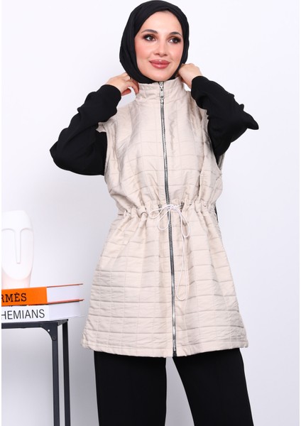 Taş Kapitone Yelek Tunik Pantolonlu Üçlü Takım modelleri