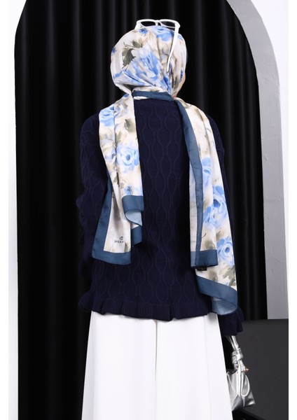 Lacivert Bel Ve Kol Ucu Fırfırlı Triko Kazak fırsatları