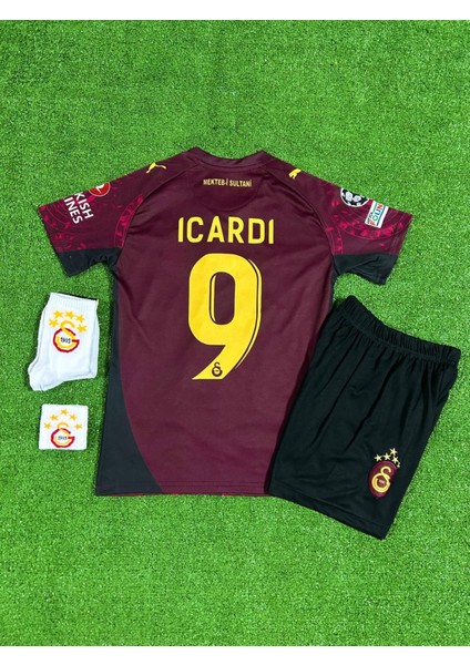 G,á,l,atā.sã,r,ãy 2025/26 Yeni Sezon Deplasman M,ã.u,r.o Î,c,à.r.d.i Çocuk Forması 4'lü Set (Bordo)